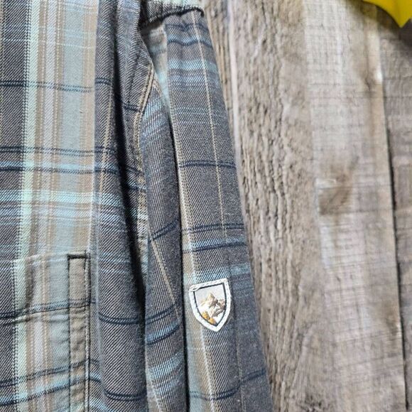 Kuhl Fugitive Brown Plaid Flannel Button Up Shirt - Picture 2 of 6